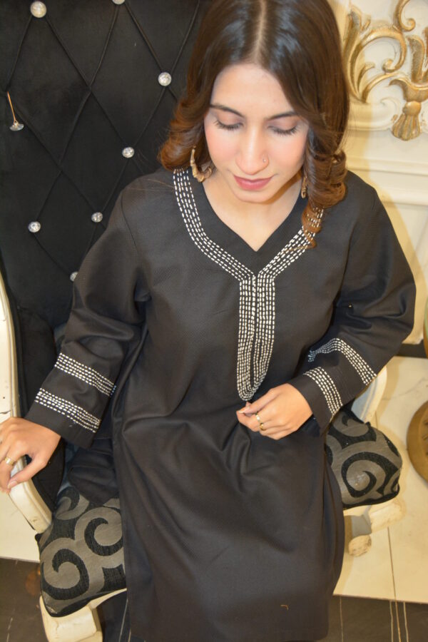 Classic Black Embroidered Shirt - Image 2