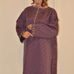 Purple Hand-Embroidered Cotton Shirt