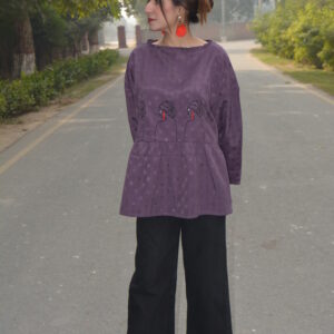 Purple Doll Embroidered Cotton Frock