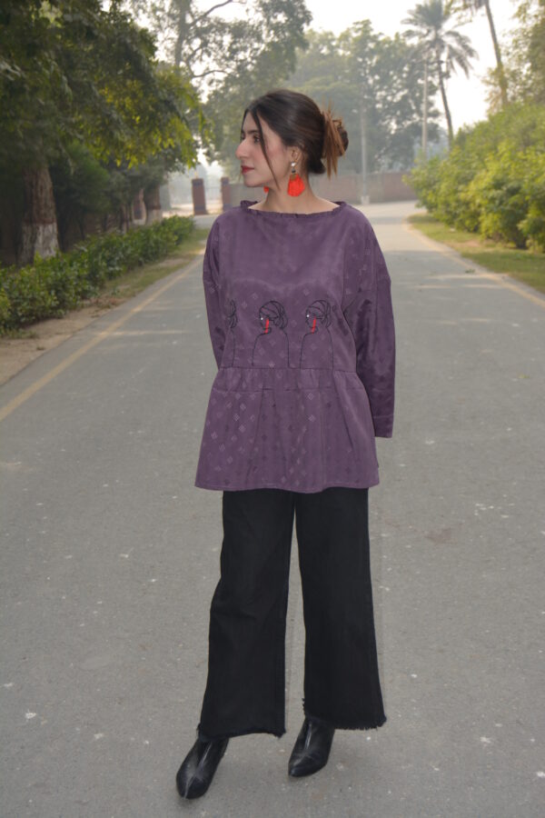 Purple Doll Embroidered Cotton Frock