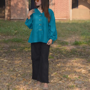 Teal Raw Silk Shirt