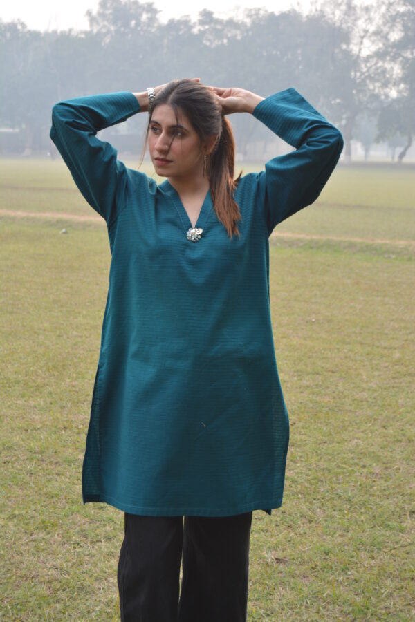 Teal Woven Cotton Shirt