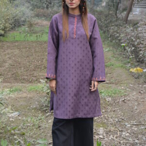 Purple Woven Cotton Kurta