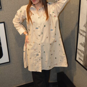 Beige Camping-Themed Tunic